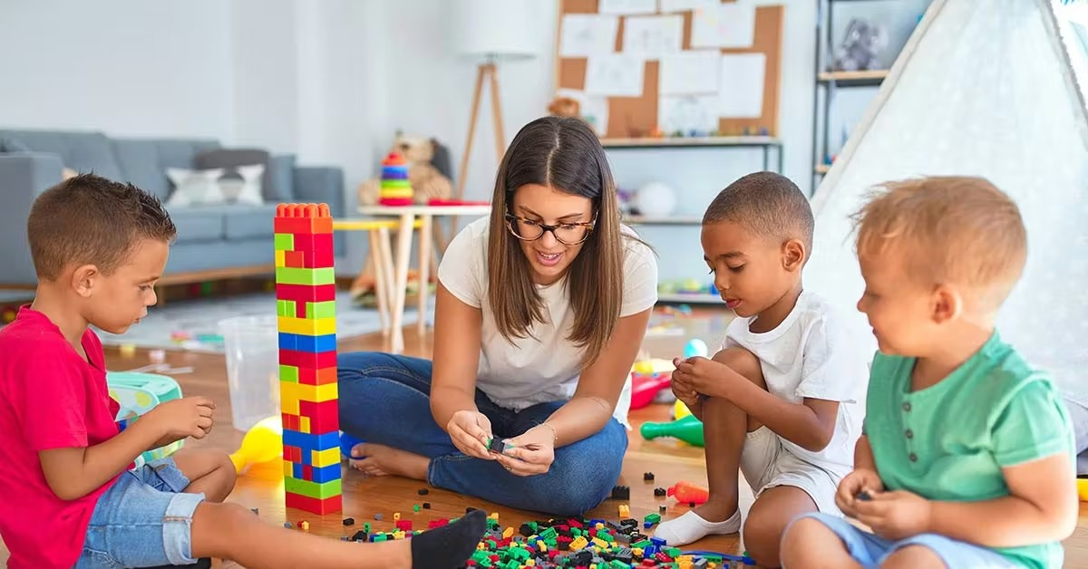 Happy children playing together at daycare